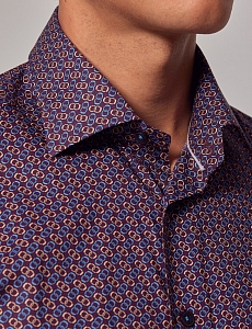 Картинка Рубашка Piccadilly Burgundy & Blue Micro-Chain Slim Shirt