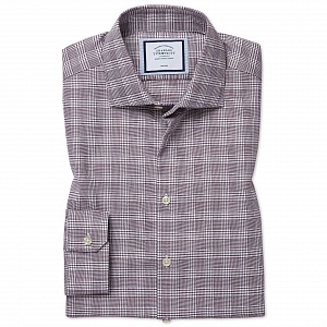 Картинка Super slim fit non-iron natural stretch Prince of Wales check berry shirt