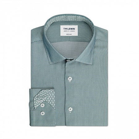 картинка Micro Dogtooth Green Single Cuff Shirt от магазина  Fineshirt 