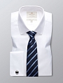картинка Mens Formal White Herringbone Extra Slim Fit Shirt Double Cuff Easy Iron от магазина  Fineshirt 
