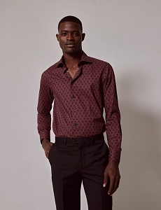 Картинка Рубашка Piccadilly Navy & Brown Geometric Chains Slim Shirt