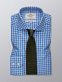 картинка Men's Formal Blue & White Gingham Check Extra Slim Fit Shirt от магазина  Fineshirt 