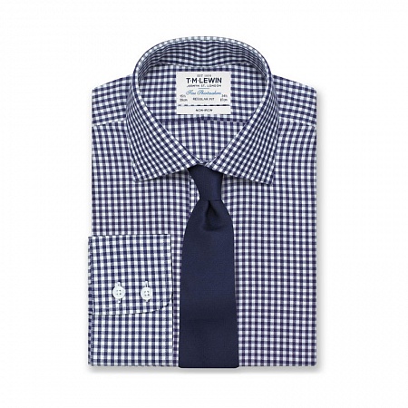 картинка Non-Iron Navy Gingham Regular Fit Shirt от магазина  Fineshirt 