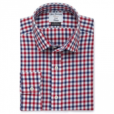 картинка Non-Iron Fitted Navy Red Check Twill Shirt от магазина  Fineshirt 
