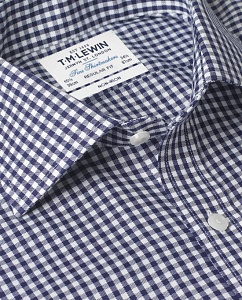 Картинка Non-Iron Navy Gingham Regular Fit Shirt