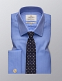 картинка Mens Formal Blue Herringbone Fitted Slim Shirt Double Cuff Easy Iron от магазина  Fineshirt 