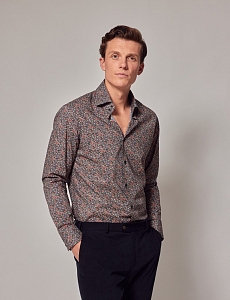 Картинка Рубашка Brandon Navy & Blue Modern Paisley Slim Shirt — Mid-Collar