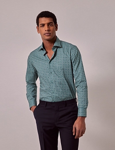 Картинка Рубашка Brandon Green & Cream Geometric Slim Shirt