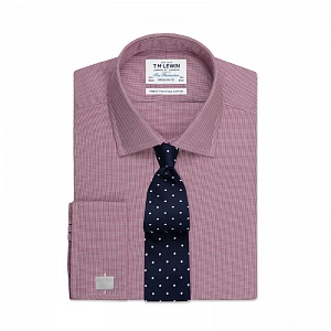 Картинка Regular Fit Burgundy Micro Dogtooth Shirt – Double Cuff