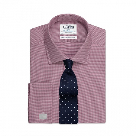 картинка Regular Fit Burgundy Micro Dogtooth Shirt – Double Cuff от магазина  Fineshirt 