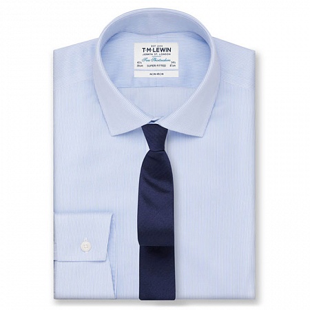 картинка Non-Iron Super Fitted Blue Stripe Shirt от магазина  Fineshirt 