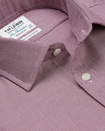 картинка Regular Fit Burgundy Micro Dogtooth Shirt – Double Cuff от магазина  Fineshirt 