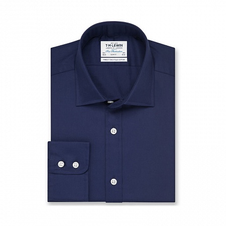 картинка Slim Fit Navy Twill Button Cuff Shirt от магазина  Fineshirt 
