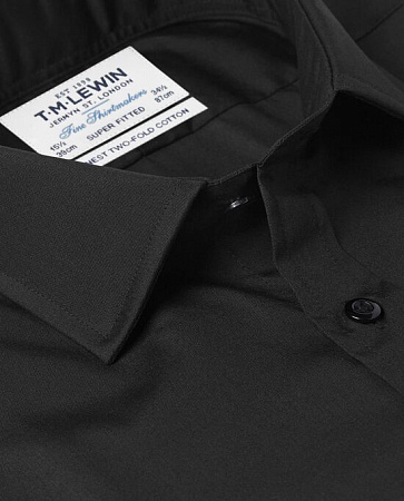 картинка Black Poplin Super Fitted Button Cuff Shirt от магазина  Fineshirt 