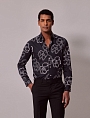 картинка Brandon Navy & White Floral Slim Diamond Weave Shirt - Mid-Collar от магазина  Fineshirt 