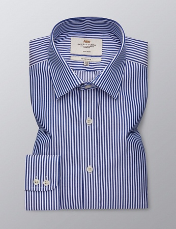 картинка Men's Formal Navy & White Bengal Stripe Fitted Slim Shirt от магазина  Fineshirt 