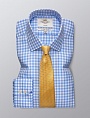 картинка Men's Formal Blue & White Gingham Check Slim Fit Shirt от магазина  Fineshirt 