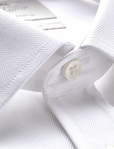 Картинка Mens Formal White Herringbone Slim Fit Shirt Single Cuff Easy Iron