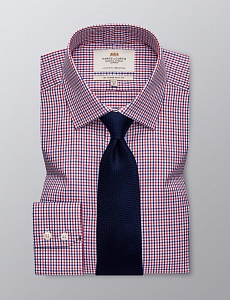 Картинка Men's Formal Red & Navy Multi Check Slim Fit Shirt