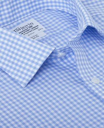 картинка Non-Iron Blue Gingham Slim Fit Shirt от магазина  Fineshirt 