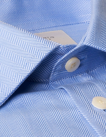 картинка Mens Formal Blue Herringbone Classic Fit Shirt Double Cuff Easy Iron от магазина  Fineshirt 