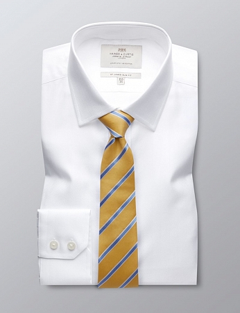 картинка Mens Formal White Herringbone Slim Fit Shirt Single Cuff Easy Iron от магазина  Fineshirt 