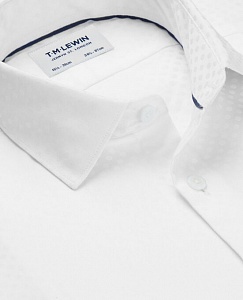 Картинка Jacquard Spot Slim Fit White Single Cuff Shirt