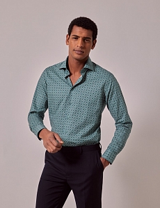 Картинка Рубашка Brandon Green & Cream Geometric Slim Shirt
