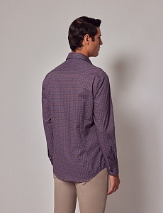 Картинка Рубашка Piccadilly Burgundy & Blue Micro-Chain Slim Shirt