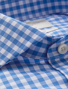 Картинка Men's Formal Blue & White Gingham Check Extra Slim Fit Shirt