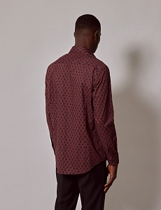 Картинка Рубашка Piccadilly Navy & Brown Geometric Chains Slim Shirt