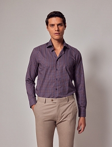 Картинка Рубашка Piccadilly Burgundy & Blue Micro-Chain Slim Shirt
