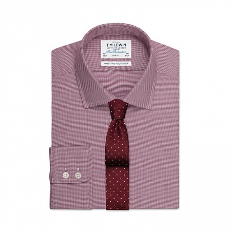 картинка Slim Fit Burgundy Micro Dogtooth Shirt – Button Cuff от магазина  Fineshirt 