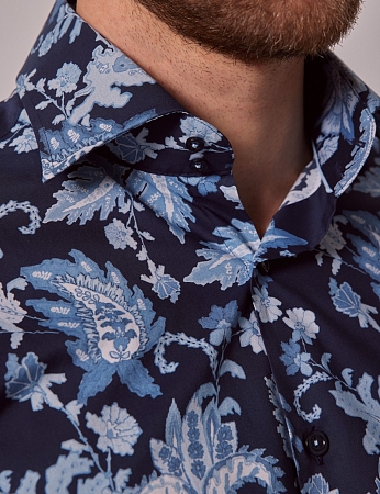 картинка Brandon Navy & Blue Modern Paisley Slim Shirt — Mid-Collar от магазина  Fineshirt 