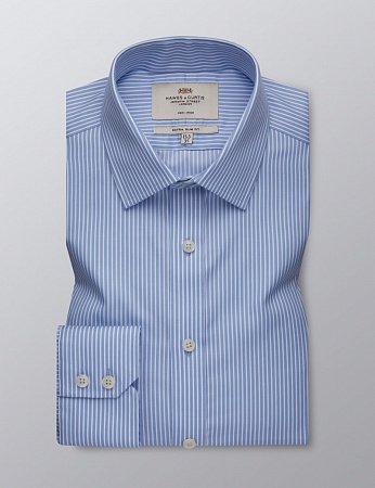 картинка Men's Formal Light Blue & White Stripe Extra Slim Fit Shirt от магазина  Fineshirt 